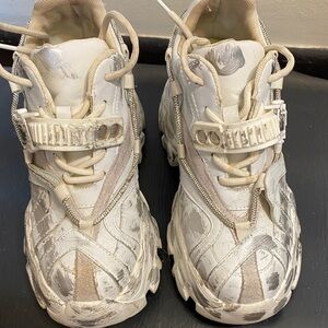 Women's White and Silver Platform Sneakers